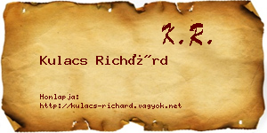 Kulacs Richárd névjegykártya